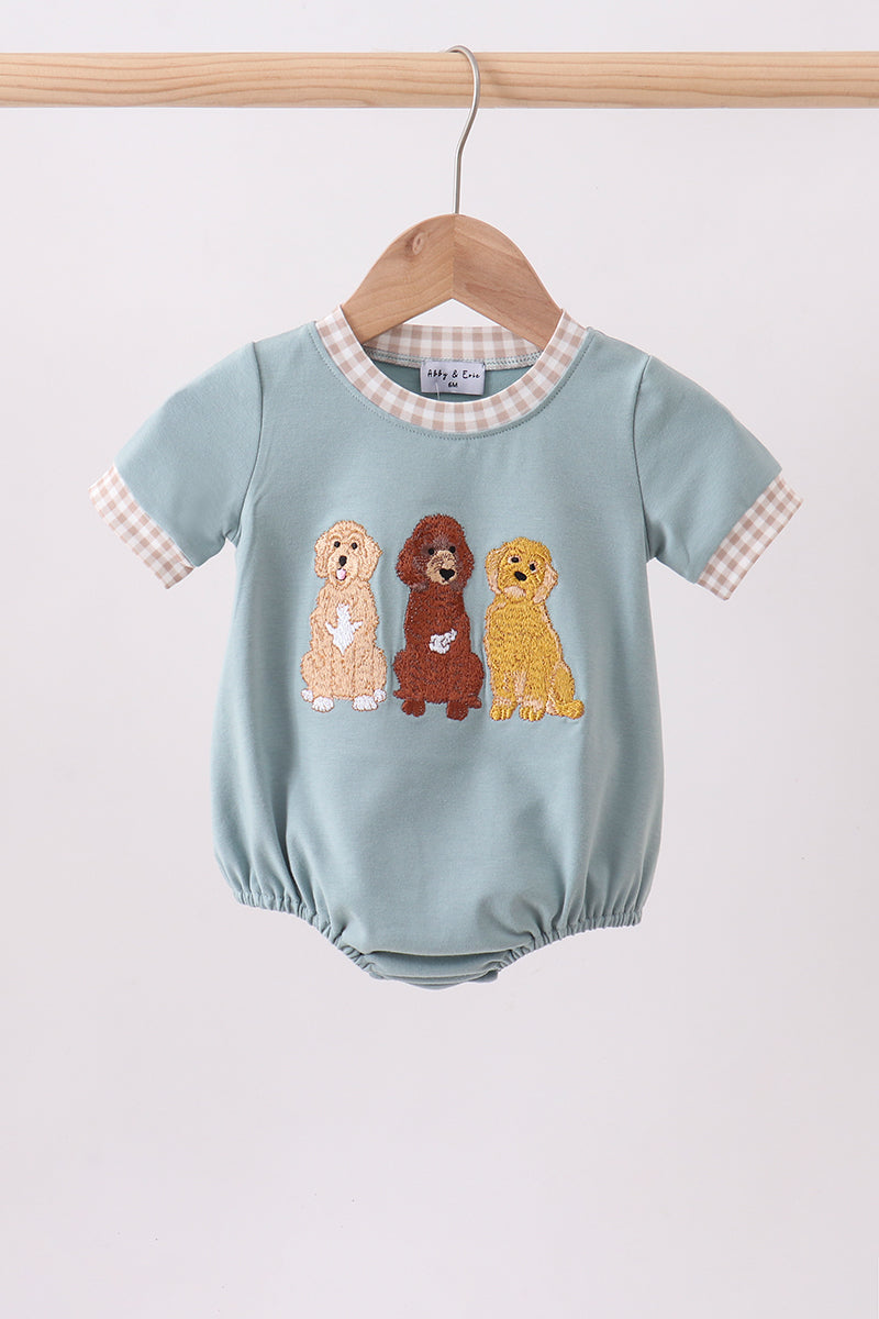 Blue Gray Puppy Embroidery Bubble