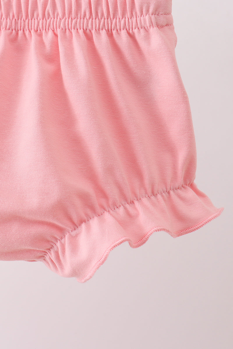 Pin Bow Smocked Dot Ruffle Bloomer Set